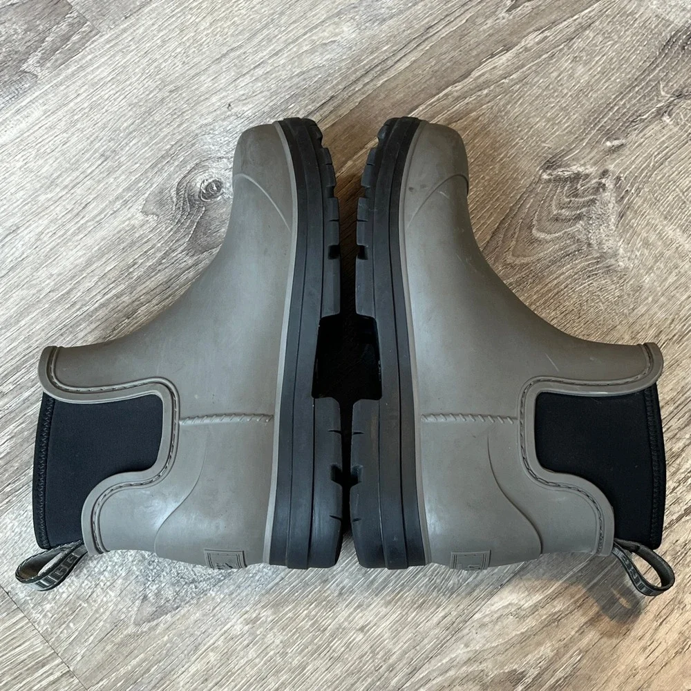 UGG Droplet Waterproof Grey Rubber Ankle Rain Boots with Wool Footbeds Womens 7